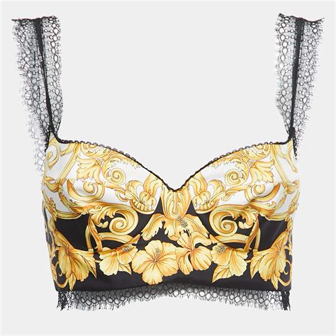 black versace crop top|Versace bustier.